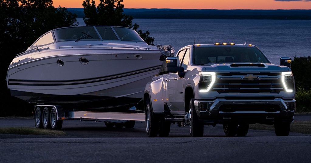 2024 Chevrolet Silverado 3500 Towing a boat